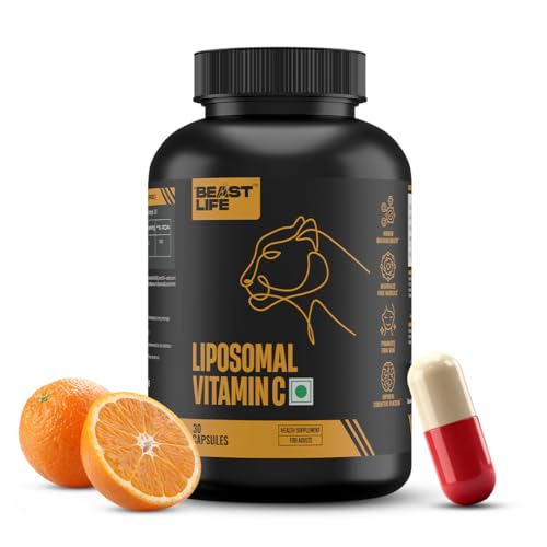 Image of BeastLife Liposomal Vitamin C | Higher bioavailability | Neutralizes free radicals | Promotes firm skin Health | Improve cognitive function Immunity Support- Fast Absorption & Bioavailability | 30 Capsules