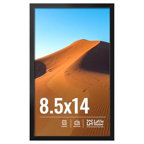 LaVie Home 8.5x14 Picture Frame for Wall Display, 8.5x14 Black Picture Frame with HD Plexiglas, 8.5 x 14 Poster Frame 1 Pack, Display Frame for Vertical or Horizontal, Classic Collection