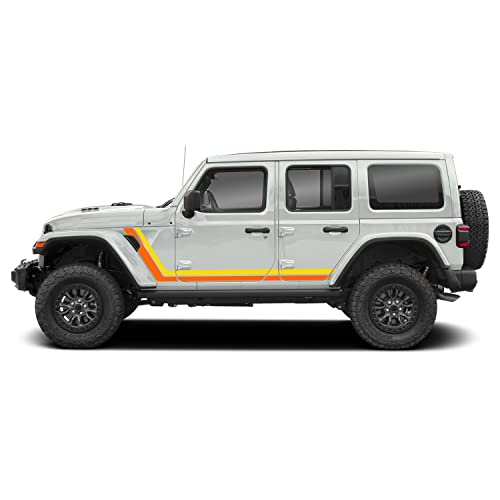 Retro Door Stripes Graphics Vinyl Decals Compatible With Jeep Jl Wrangler (Yellow-Orange) #TOP2