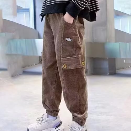 Boys Cargo Pants Solid Color Pull On Trouser with Multi Pockets Trendy Elastic Waist School Pants for Boys 6-16 Years2