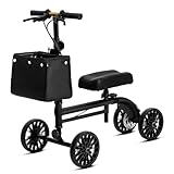 VitaSophy Knee Scooter with Disc Brake System, Steerable Knee Walker for Adults for Foot Surgery, Broken Ankle, Foldable Rover Scooter for Broken Foot Injured Leg Crutch (Black)