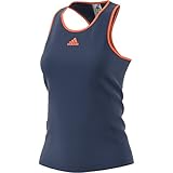  adidas Camiseta Corta de Tirantes para Mujer, Mujer, Court, Mystery Blue/Glow Orange, L