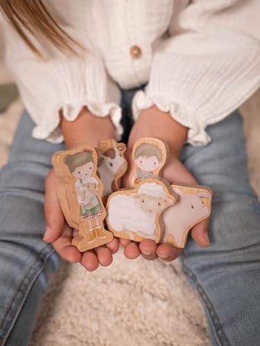 Little Dutch 7151 FSC Holz Traktor Eisenbahn mit Schienen Set Bauernhof - Little Farm