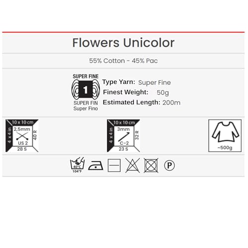 YarnArt Flowers Unicolor – 55% Cotton, 45% Acrylic – 50g (1.76 oz), 218 yds – Ideal for Knitting & Crochet – Soft, Solid Color Skein for Summer Projects (5, 746) by YarnArt - Image 7
