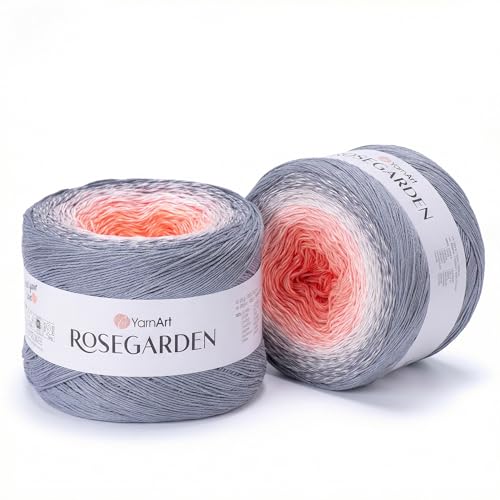Yarn Art Flowers Rosegarden 100% Cotton 250gr 8.80 oz 1094yds Multicolor Cotton Yarn Rainbow Crochet Yarn Spring Summer (341)