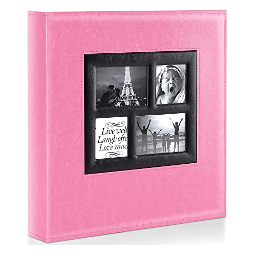 Image of Ywlake Photo Album 4x6 500 Pockets Photos, Extra Large Capacity Family Wedding Picture Albums Holds 500 Horizontal and Vertical Photos Pink