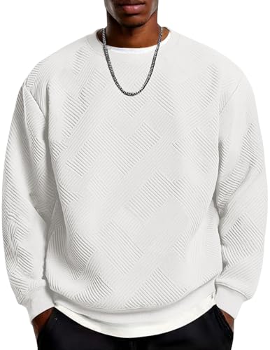 Chandail pour homme en maille géométrique raffinée avec col rond épuré