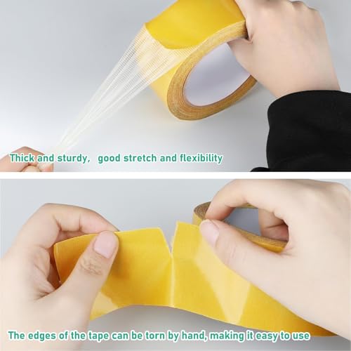 ktxaby 1 Stück Doppelseitiges Klebeband 5cm x 20m Transparent Extra Stark Rückstandsfrei Teppichklebeband Ablösbar für PVC Holz Glas Wand Foto Küche Verlegeband