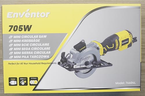 Enventor Mini Circular Saw, 705W 3500RPM Pure Copper Motor Compact Electric Circular Saw with Laser Guide, 6 Blades(115mm), Max Cutting Depth 42.8mm(90°), 28mm(45°) for Wood, Soft Metal, Tile, Plastic 10 Enventor Mini Circular Saw, 705W 3500RPM Pure Copper Motor Compact Electric Circular Saw with Laser Guide, 6 Blades(115mm), Max Cutting Depth 42.8mm(90°), 28mm(45°) for Wood, Soft Metal, Tile, Plastic - Image 10