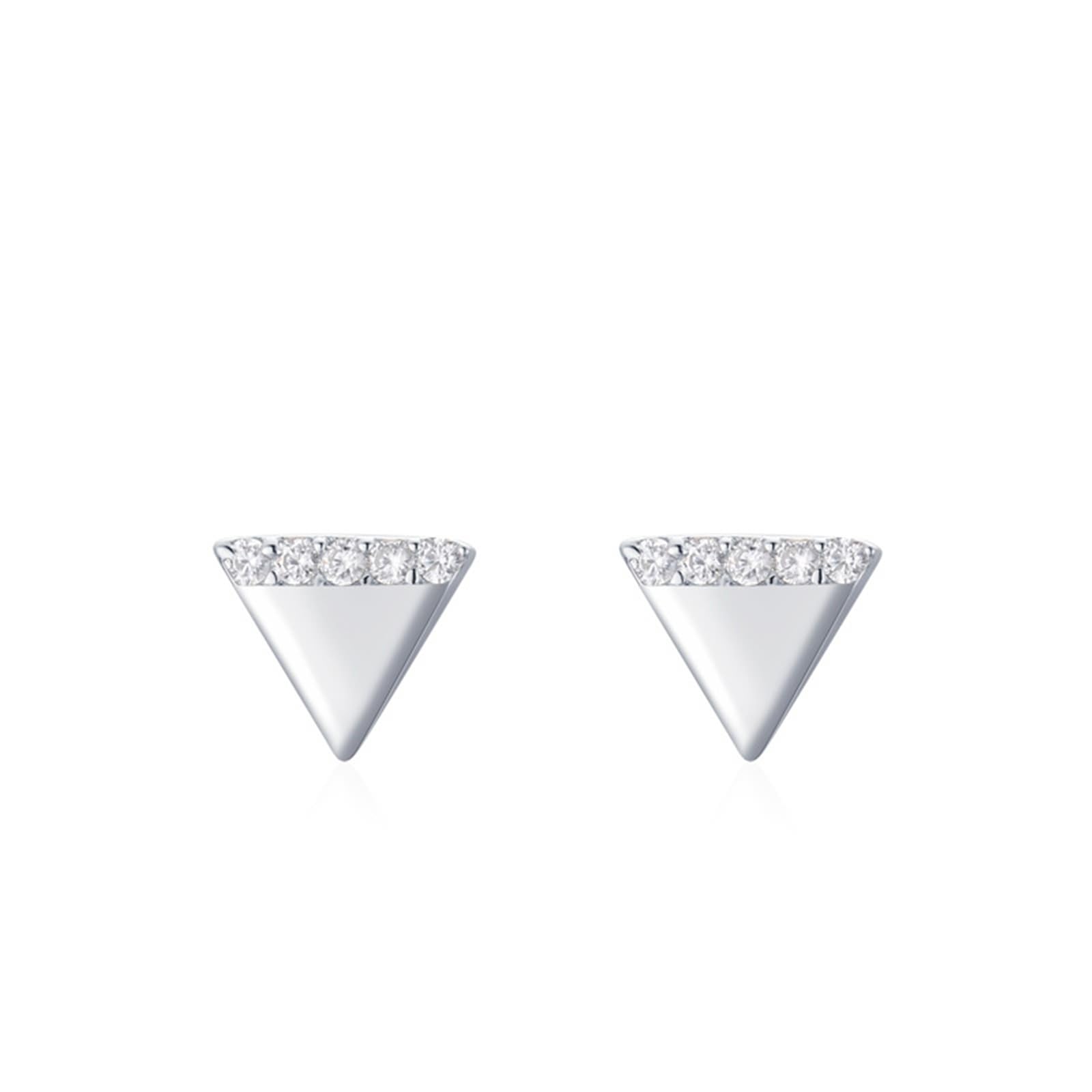 Pendientes de oro blanco de 18 quilates con moissanita, triángulo PT950, pendientes de platino