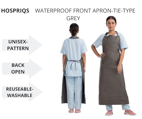 Image of Reusable Waterproof Front Apron -, Size 45 inchx23 inch | Poly Rubber Coated Fabric | Tie-Type with Adjustable Neck Buckle