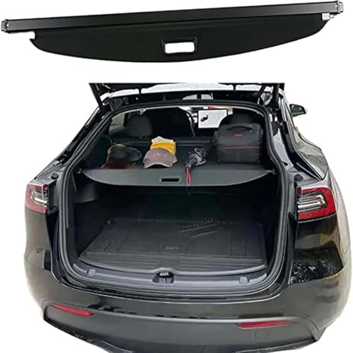 Cache Bagages pour Tesla Model Y 2020-2023 RéTractable ÉTagèRe ArrièRe Coffre Bouclier de sécurité Tablette Panneau Soleil Couverture Cargaison
