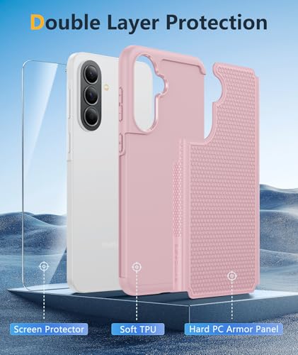 Image of FNTCASE for Galaxy A37-5G Phone Case - Samsung Military Grade Drop Protection Cases, 14ft Drop Tested, Screen Protector Included, Anti-Slip Matte Textured, TPU+PC Dual Layer Shockproof Cover (Pink)