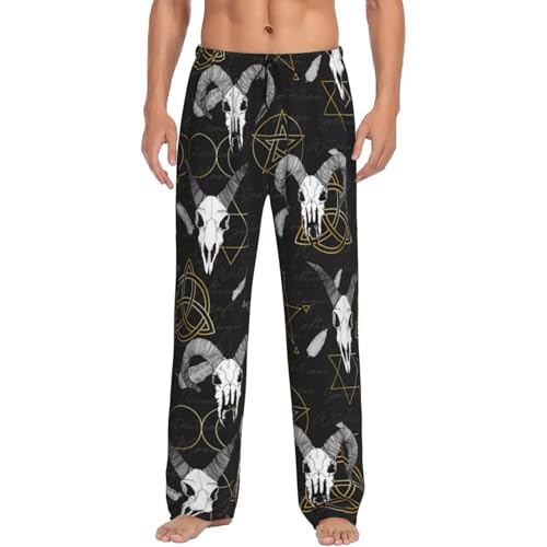 Gothic Style Cool Goat Skull Mens Pj Pants,Soft Men Lounge Pants,Mens Pajama Pants Bottoms,Sleep Pants For Men4