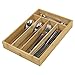 Drewniana bambusowa rozszerzalna taca na sztućce, szuflada kuchenna, organizer do przechowywania, 5/7 przegródek (5 przegródek)