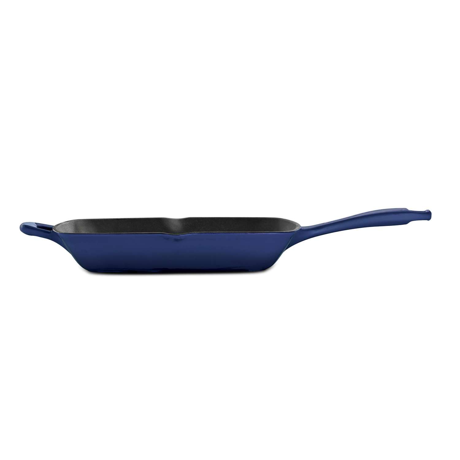 Tramontina Bestow Gusseisen Grillpfanne 27x27 cm Blau – Emailliert, Induktion & Backofenfest – Steakpfanne mit Grillrillen & Ausguss für Steak & Gemüse, Optimale Wärmeverteilung