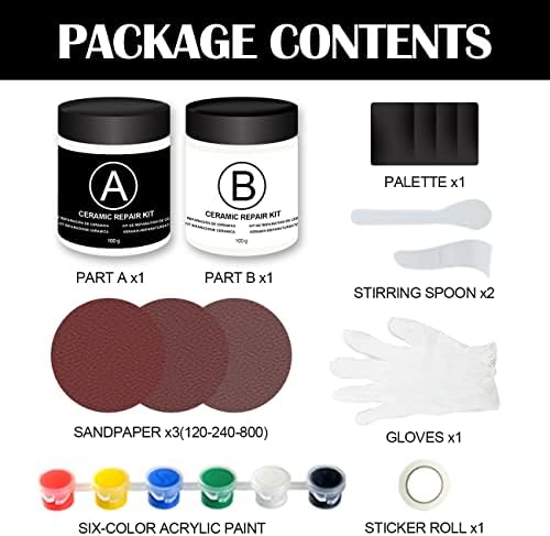 Bathtub Repair Kit, White Tub Tile Crack Refinishing Kit for Porcelain, Acrylic, Fiberglass, Stone, Ceramic Refinishing Kit for Repair Scratch, Holes, Cracks & Countertop with Multiple Toning Paints