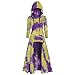 Deelin Robe longue à capuche pour femme, style vintage Halloween mystérieux avec motif de sorcière dégradé de couleur contrastée - Noir - Large