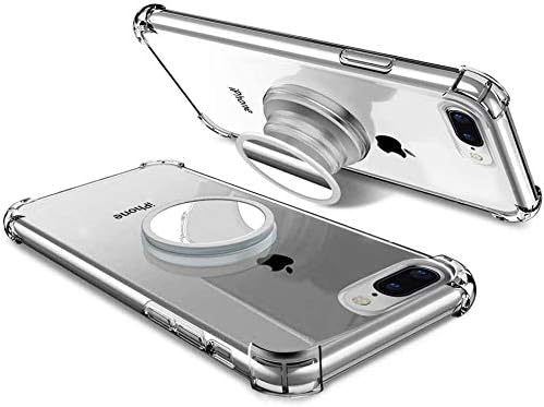 iPhone 7/8 Clear Case with Stand Premium Soft TPU Protective Shockproof Case with Kickstand Grip Iron Mirror Fit Car Mount iPhone 4.7 Inch for Women Men Girls Boys Students Best Gift (Clear)