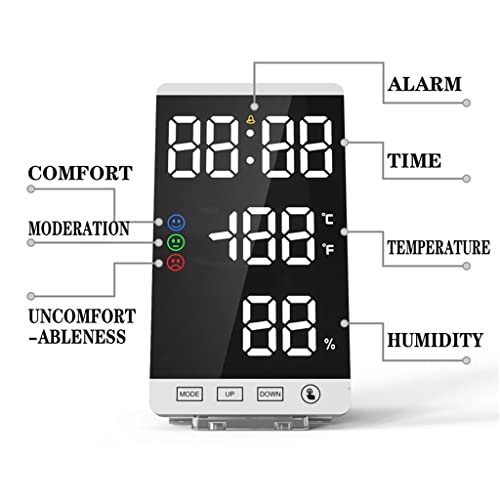 Reloj despertador LED táctil con termómetro higrómetro digital de mesa 5