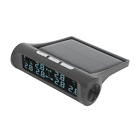Solar Power Tire Pressure Monitoring System, 6 Wheels TPMS Pressure Sensor Monitor with LCD Display, 0-116psi, Real Time Tyre Pressure Detector for RV Truck SUVs