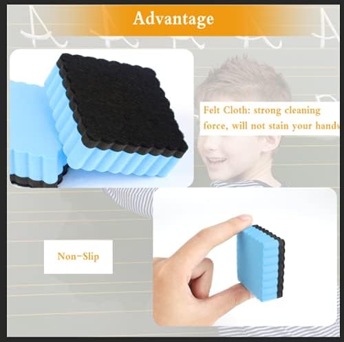 Dafuhao 8 Pack Square Non-Magnetic Whiteboard Dry Eraser, Blue Foam & Black Felt, 5 x 5cm, Office & School - Image 5