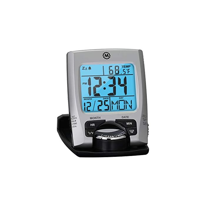 Buy Marathon Travel Alarm Clock with Calendar & Temperature Phone Stand Function Battery