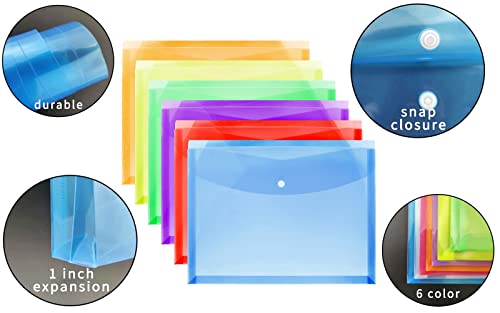 Fjca Plastic Envelopes With Snap Closure Legal Size Expandable Organizition Assorted Color File Folder For Home Office 6Pcs #TOP3