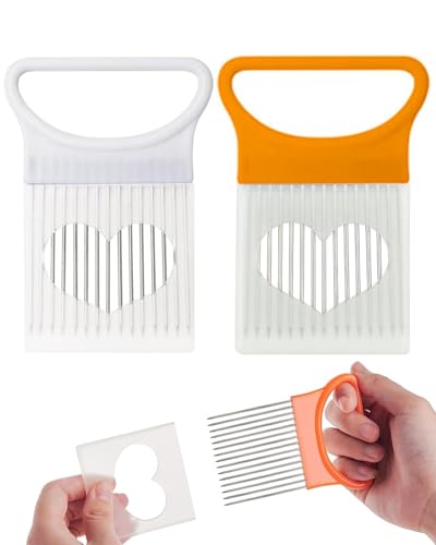 LOZTBUE Affettatrice per cipolle 2 pezzi, Affettatrice per verdure, Affettatrice per cipolla e pomodoro, Affettatrice per limone, Affettatrice per verdure, Affettatrice per cipolla, Affettatrice