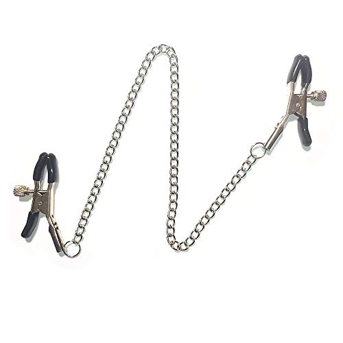 Adjustable Stainless Steel Faux Jewelry Screw Clip on Body Piercing Rings NipplÃ© Clamps with Metal Chain for Party mnuk3euy7