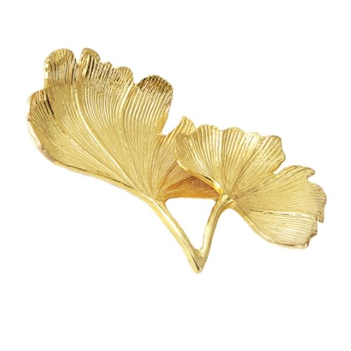 JOINPAYA Plateau à Bijoux Feuille de Ginkgo en Résine Porte-Bagues et Vide-Poches Décoratif Organisateur de Coiffeuse pour Maison et Bureau Couleur Dorée Élégante Format Compact