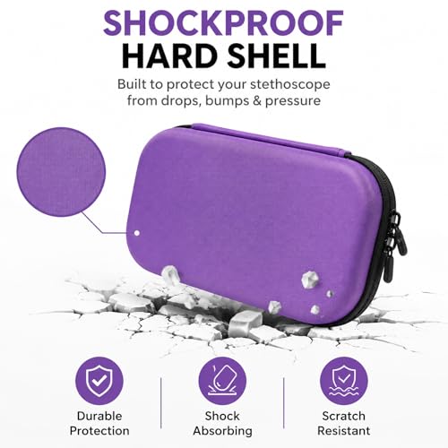 Image of Stethoscope Case Storage Box, Portable, Shockproof Protection, Compatible with 3M Stethoscope /ADC /MDF Stethoscopes, Suitable for Nurses, Pediatricians, and Doctors (Purple)