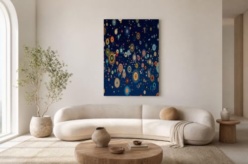 Art de Cercles Concentriques Abstrait, Impression Toile Haute Qualité 70x100