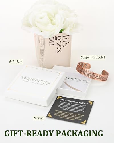 Image of MagEnergy Copper Bracelet for Men, 18X Strength Magnetic Bracelet with 3800 Gauss Magnets, 99.99% Pure Solid Copper, Men's Jewelry Gift (Copper-Celtic Knot)