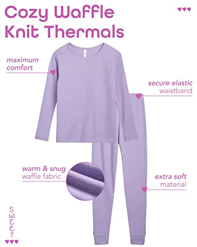 Sweet Hearts Girls Thermal Underwear Set - 6 Piece Waffle Knit Shirt and Long Johns Thermal Leggings: Made in USA (2T-16)2