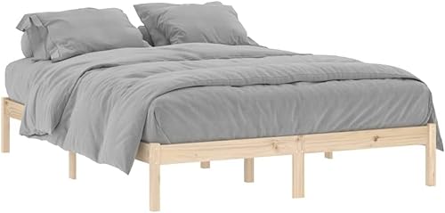 Miniatura 3 de GOLINPEILO Marco de cama de madera tamaño Queen, marco de cama de plataforma de madera, marco de madera maciza resistente, 59.8 x 79.9 pulgadas,
