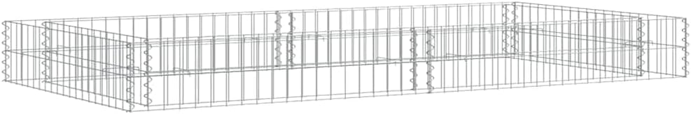 vidaXL Gabion Raised Bed - Durable Galvanized Steel Garden Planter - Rustproof, Weather-Resistant and Easy Assembly - Silver, 78.7"x39.4"x7.9"