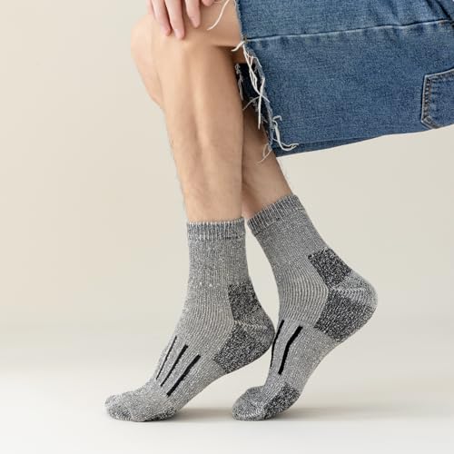 Merino Wool Ankle Socks Thick Warm Thermal Socks Hiking Cushion Low Cut Sock for Men Women Size 9-122
