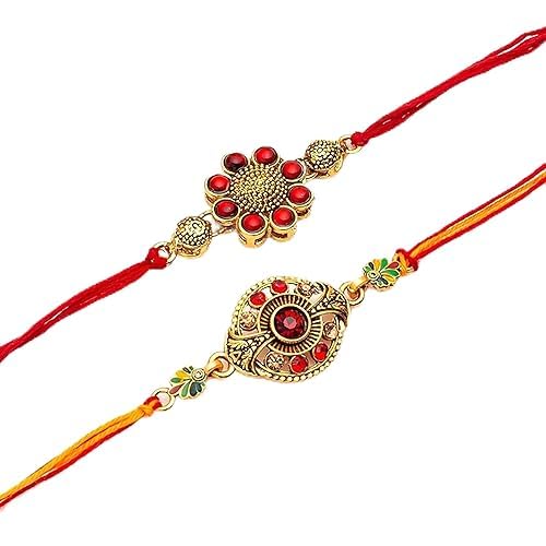 Rakhi de qualité supérieure combo Kundan élégant pour vos fêtes de famille