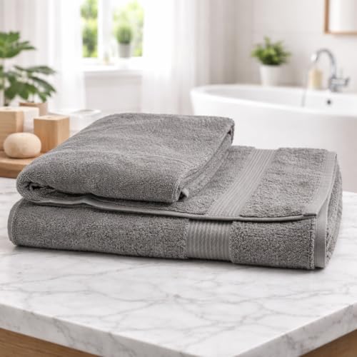 Image of Towels for Bath | Towels for Bath Large Size Bath Towel - Soft & Absorbent | 600 GSM | 1 Piece Bath Towel for Men /Women | 70 cms x 140 cms - Ash Grey