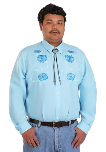 Plus Size Napoleon Dynamite Pedro Costume for Men - Includes Wig Bolo Tie & Embroidered Shirt for Funny Halloween Outfit 2X