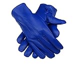 LEATHER LH HANDS Men's Dress Driving Genuine Sheep Leather Unlined Gloves Royal Blue Medium