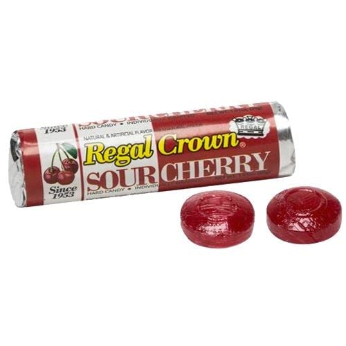 Regal Crown Sour Cherry Hard Candy 1.01oz. Roll Case