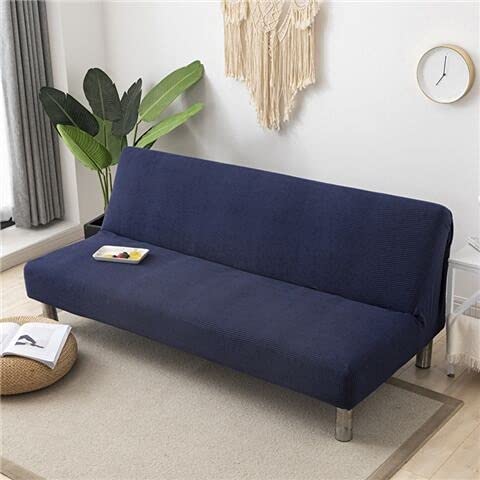 Funda para sofá cama de 3 plazas sin brazos en tejido elástico de poliéster color gris para futón