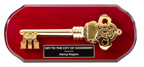 Same Day Awards Cherrywood Gold Key Plaque 16"x7" Ceromonial Key