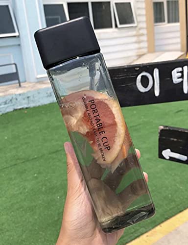 Fast Track Usa 15 Oz Portable Square Water Bottle Clear Outdoor Indoor Water Bottle Good Size For Daily Water Consumption Sport Gym Yoga Hiking Travel And Field Trip #TOP1