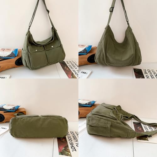 Image of Messenger Bag Hobo Crossbody Bags for Women Canvas Bag Crossbody Tote Bag Shoulder Bag