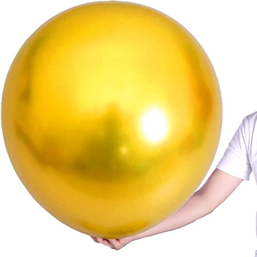 Image of Large Metallic Gold Balloons 36 Inches 4 Pack Giant Jumbo Big Round Chrome Balloon for Wedding Party Decorations
