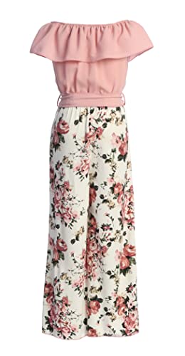 Image of iGirlDress Girls Wide Leg Off Shoulder Elegant High Waist Rompers Palazzo Pants Trousers Jumpsuits USA 4-14