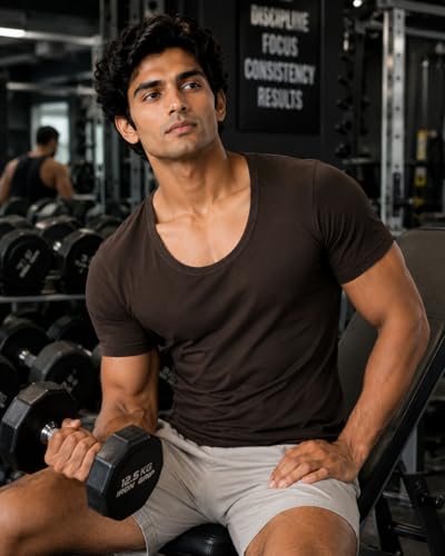 Image of Men's Cotton Colored Round Neck Half Sleeves Vest - Modern Baniyan, Pack of 5 Multicolour (Colours May Vary)